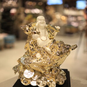 Prosperity Laughing Buddha on Money Frog with Gold Coins - Wealth & Fortune Statue